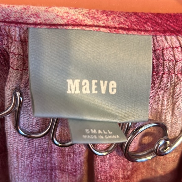 Anthro Maeve Calavon pink plaid checked button flowy top - Picture 6 of 9